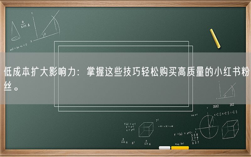 低成本扩大影响力：掌握这些技巧轻松购买高质量的小红书粉丝。